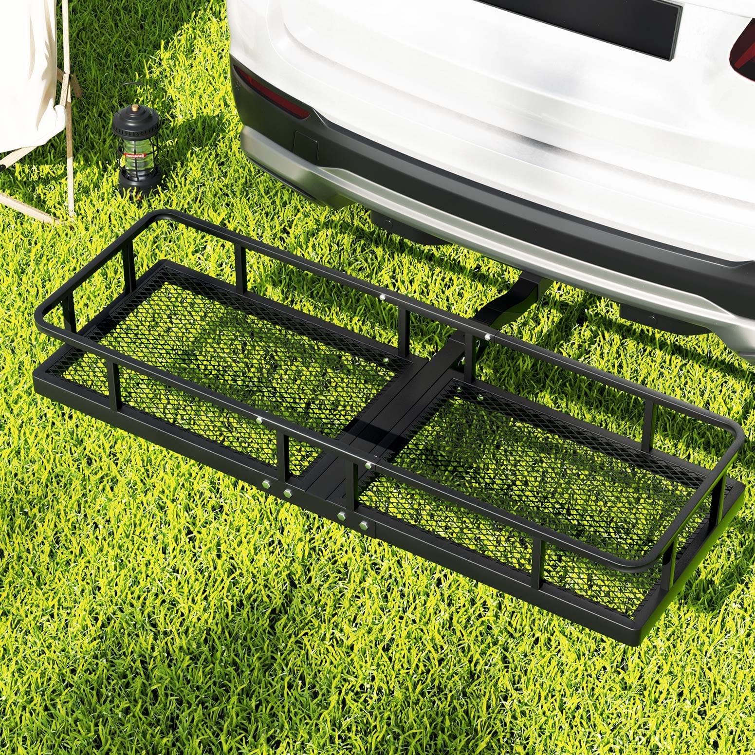 Car Roof Rack Foldable Hitch Basket Cargo Carrier 152Cm Black | 152Cm