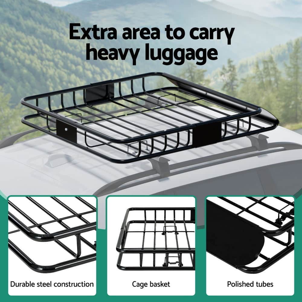 Car Roof Rack Basket Luggage Vehicle Cargo Carrier 111Cm Black