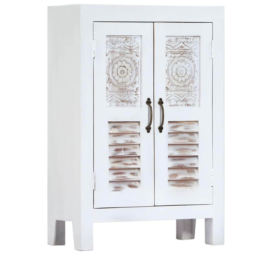 Carved Sideboard White  Solid Mango Wood