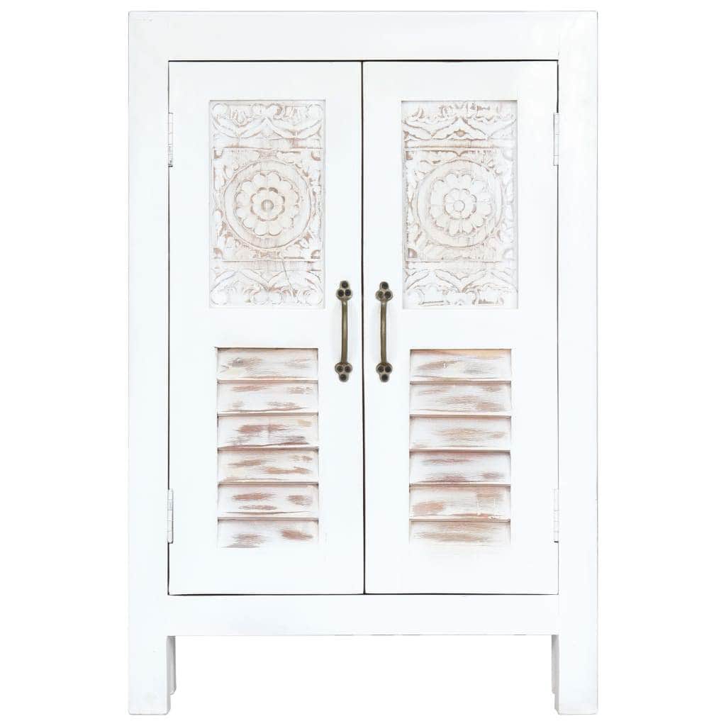 Carved Sideboard White  Solid Mango Wood