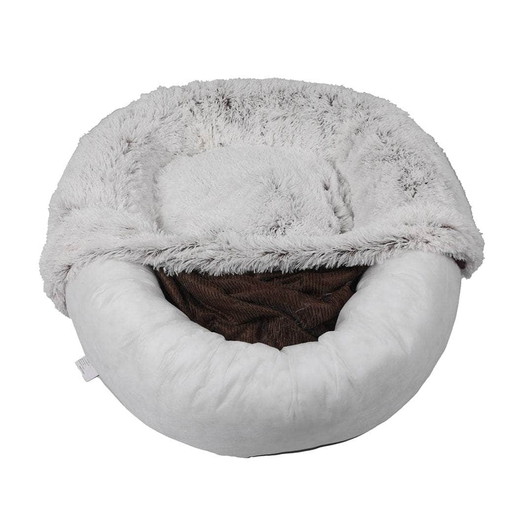 Cat Dog Donut Nest Calming Mat Soft Plush Kennel Coffee M