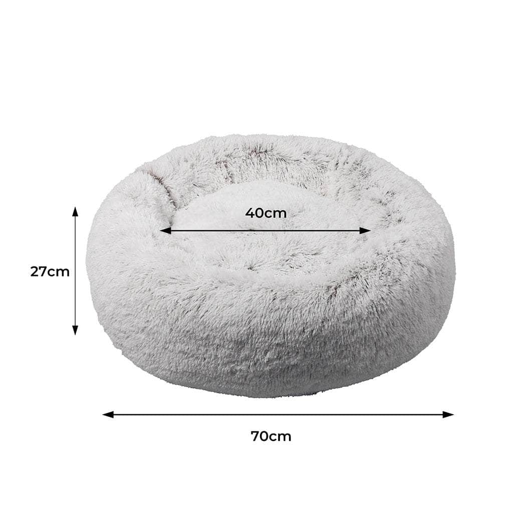 Cat Dog Donut Nest Calming Mat Soft Plush Kennel Coffee M