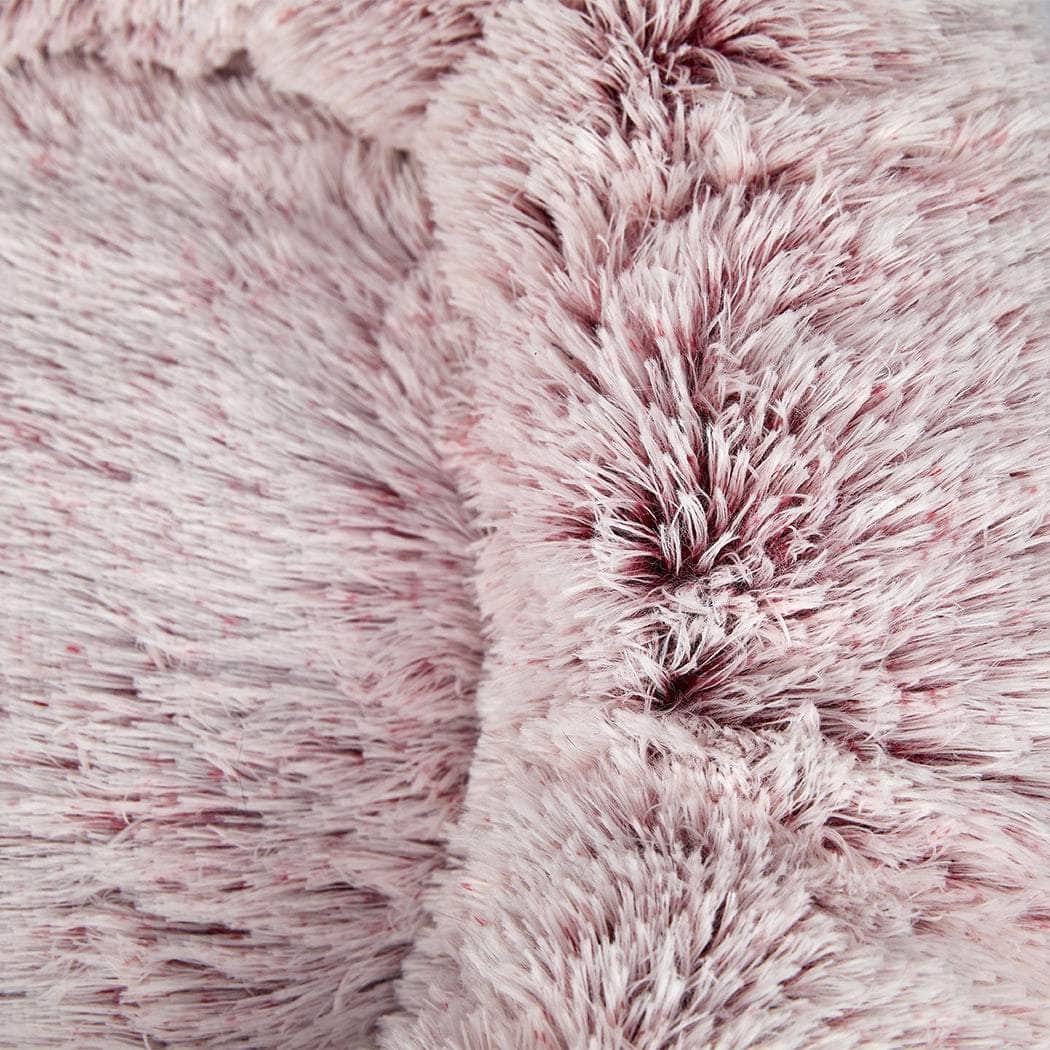 Cat Dog Donut Nest Calming Mat Soft Plush Kennel Pink M
