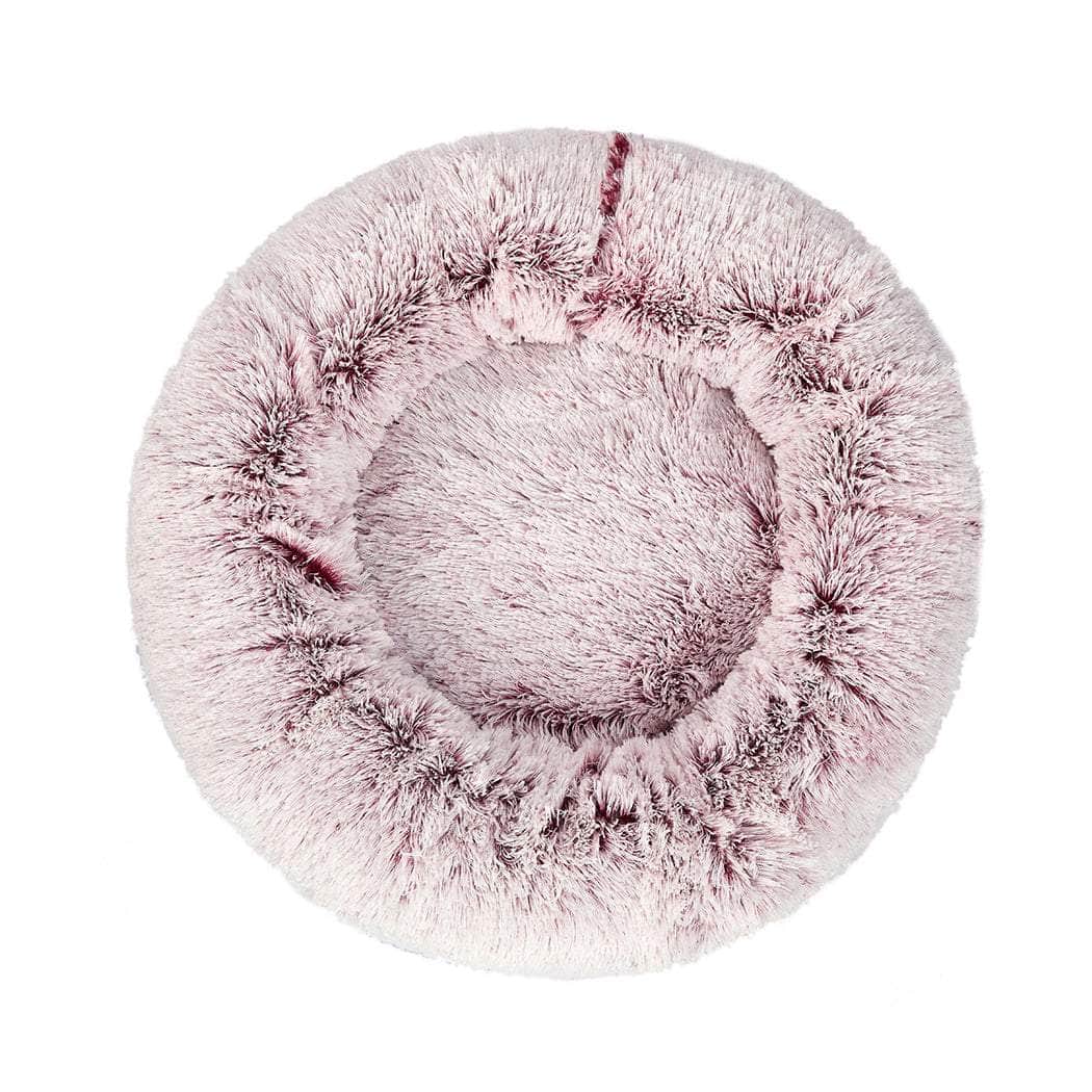 Cat Dog Donut Nest Calming Mat Soft Plush Kennel Pink M