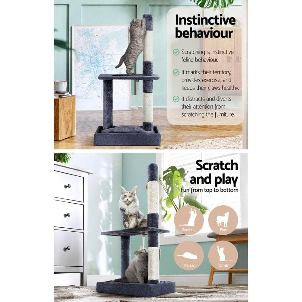 Cat Tree 102cm Scratching Post Tower Scratcher Condo House Board Grey