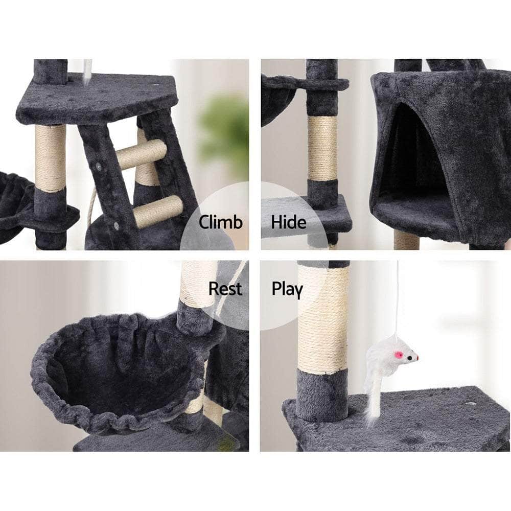 Cat Tree 120Cm Tower Scratching Post Scratcher Wood House Bed Toys