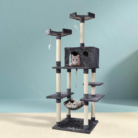 Cat Tree 184Cm Tower Scratching Post Scratcher Wood Trees Bed House