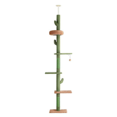 Cat Tree Tower Scratching Post Scratcher Floor To Ceiling Cats Bed 290Cm