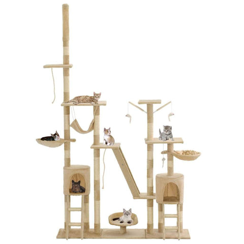 Cat Tree with Sisal Scratching Posts 230-250 cm Beige