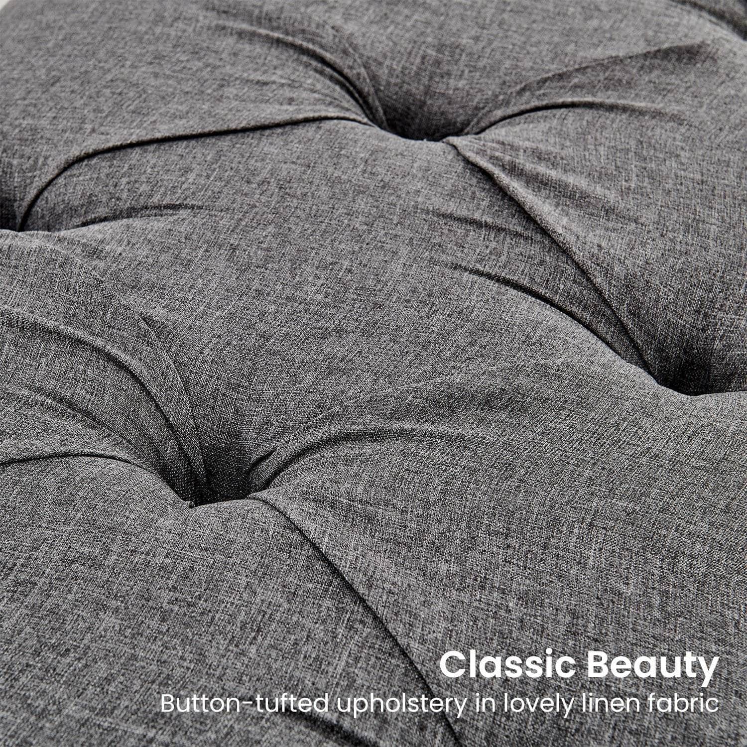 Cate Button-Tufted Upholstered Bench by - Dark Grey, Grey colour