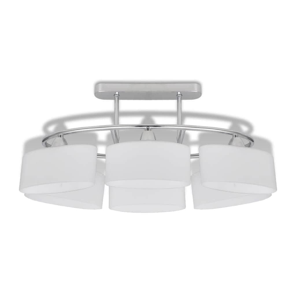 Ceiling Lamp with Ellipsoid Glass Shades 2 pcs E14