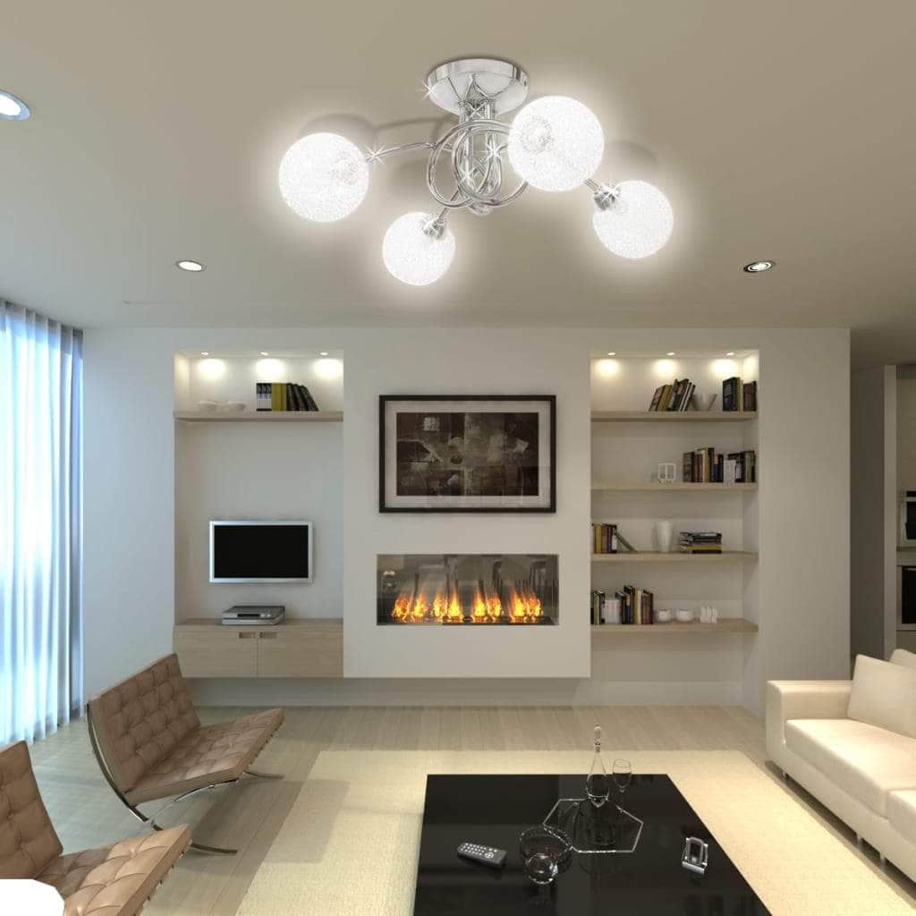 Ceiling Lamp with Mesh Wire Shades for 4 G9 Bulbs