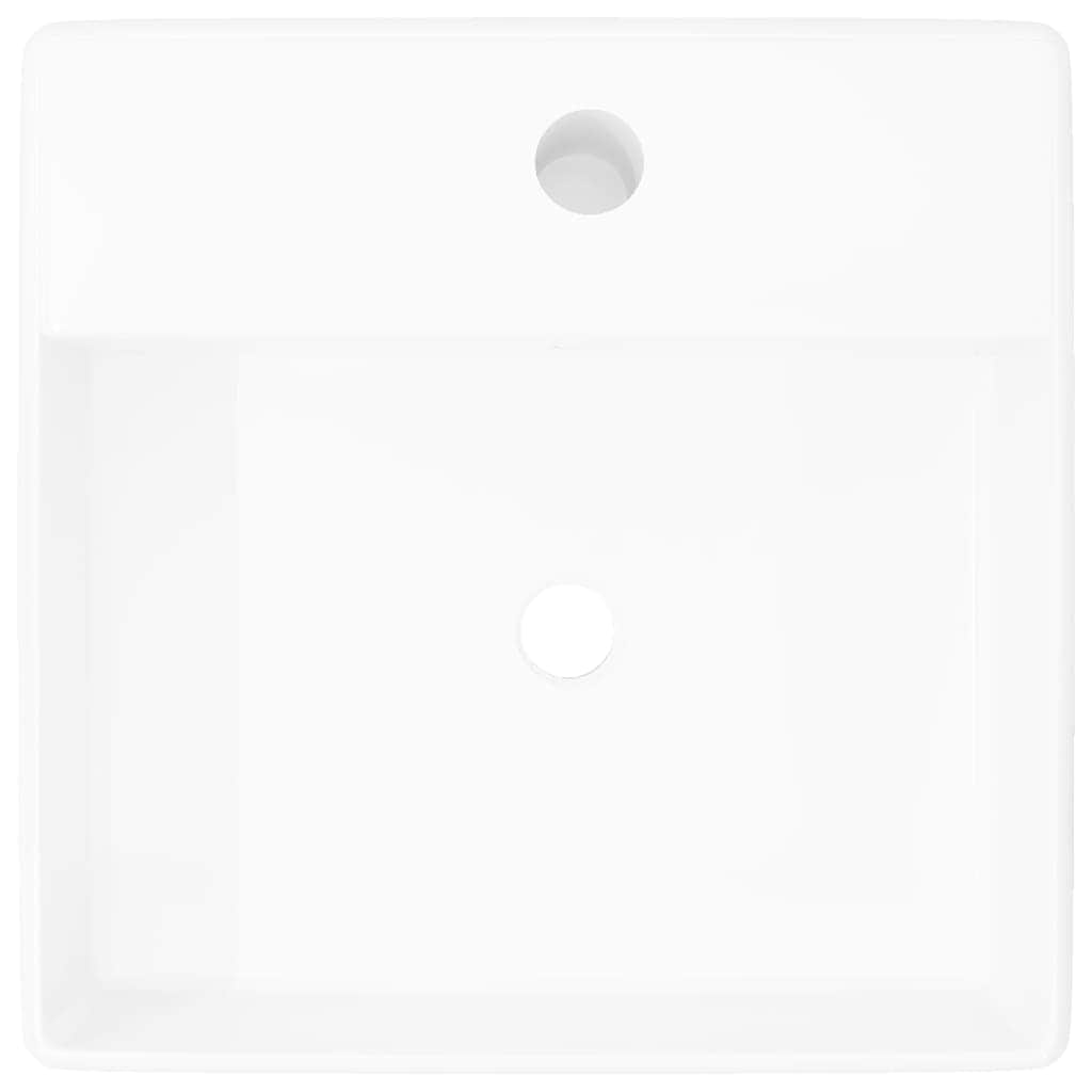 Ceramic Basin Square with Overflow and Faucet Hole