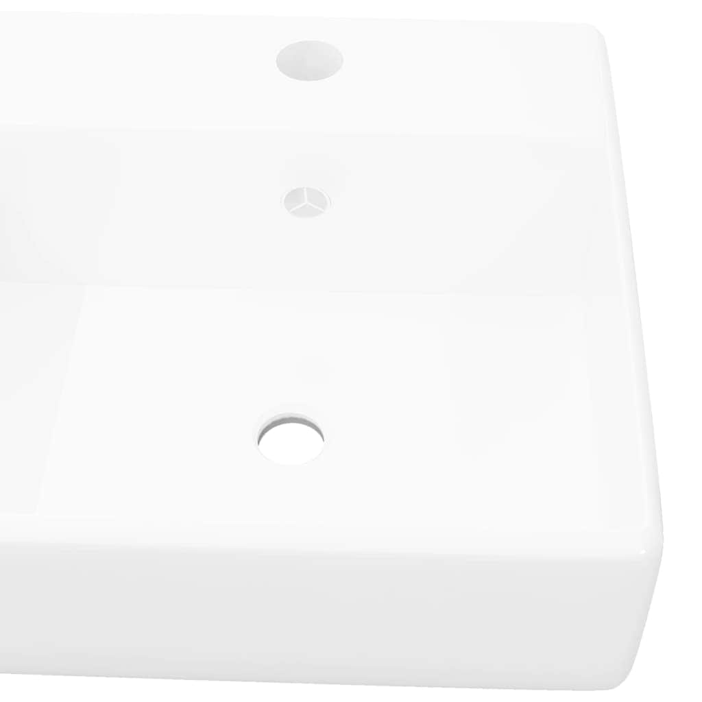 Ceramic Basin Square with Overflow and Faucet Hole