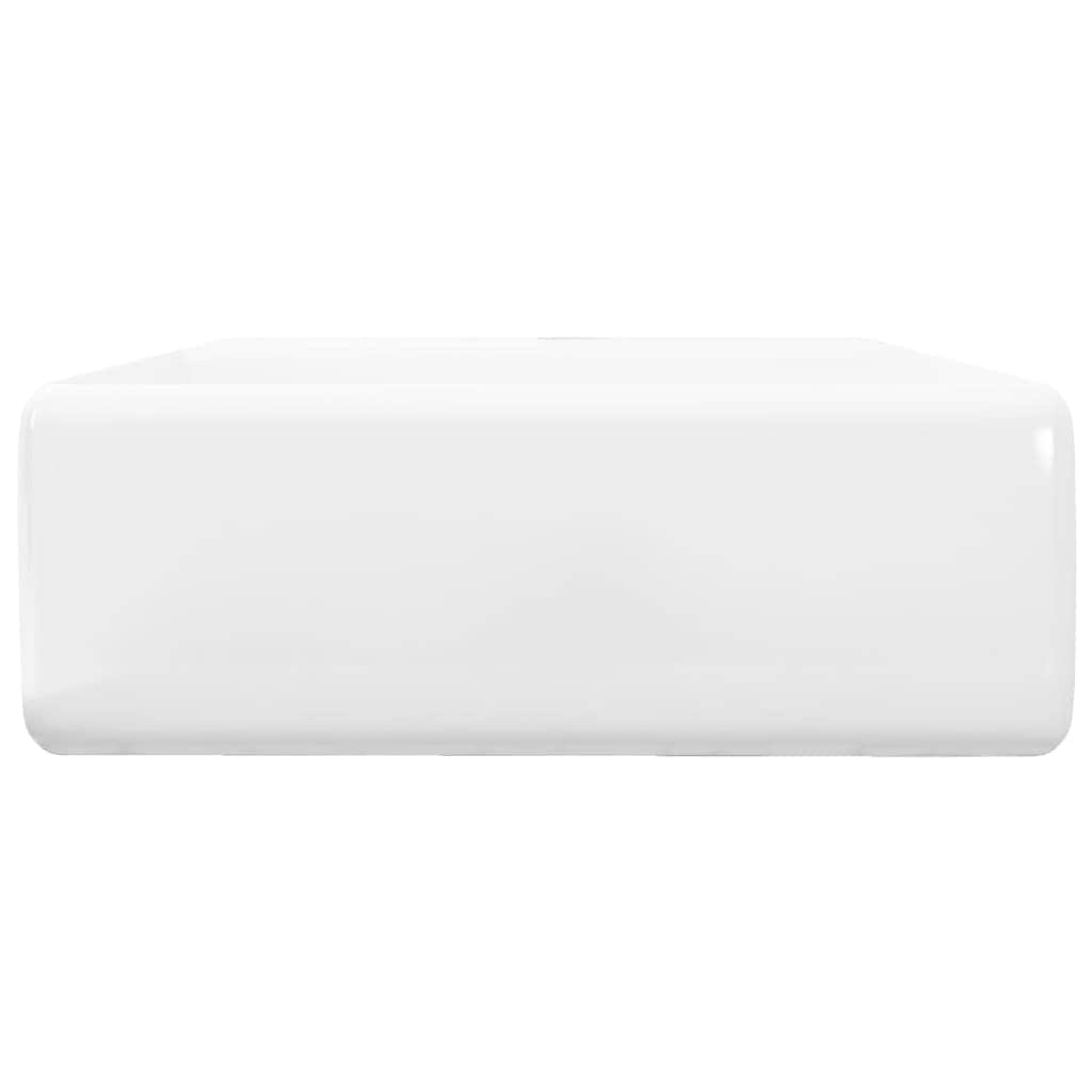 Ceramic Basin Square with Overflow and Faucet Hole