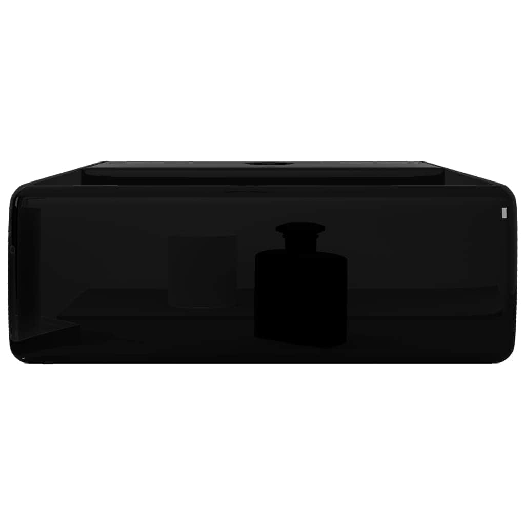 Ceramic Bathroom Sink Basin with Faucet Hole Black Square
