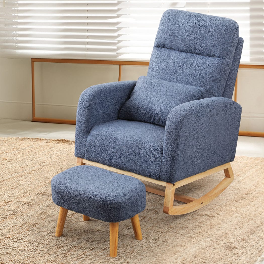 Premium Rocking Chair Ottoman Footrest With Side Pocket  Adjustable