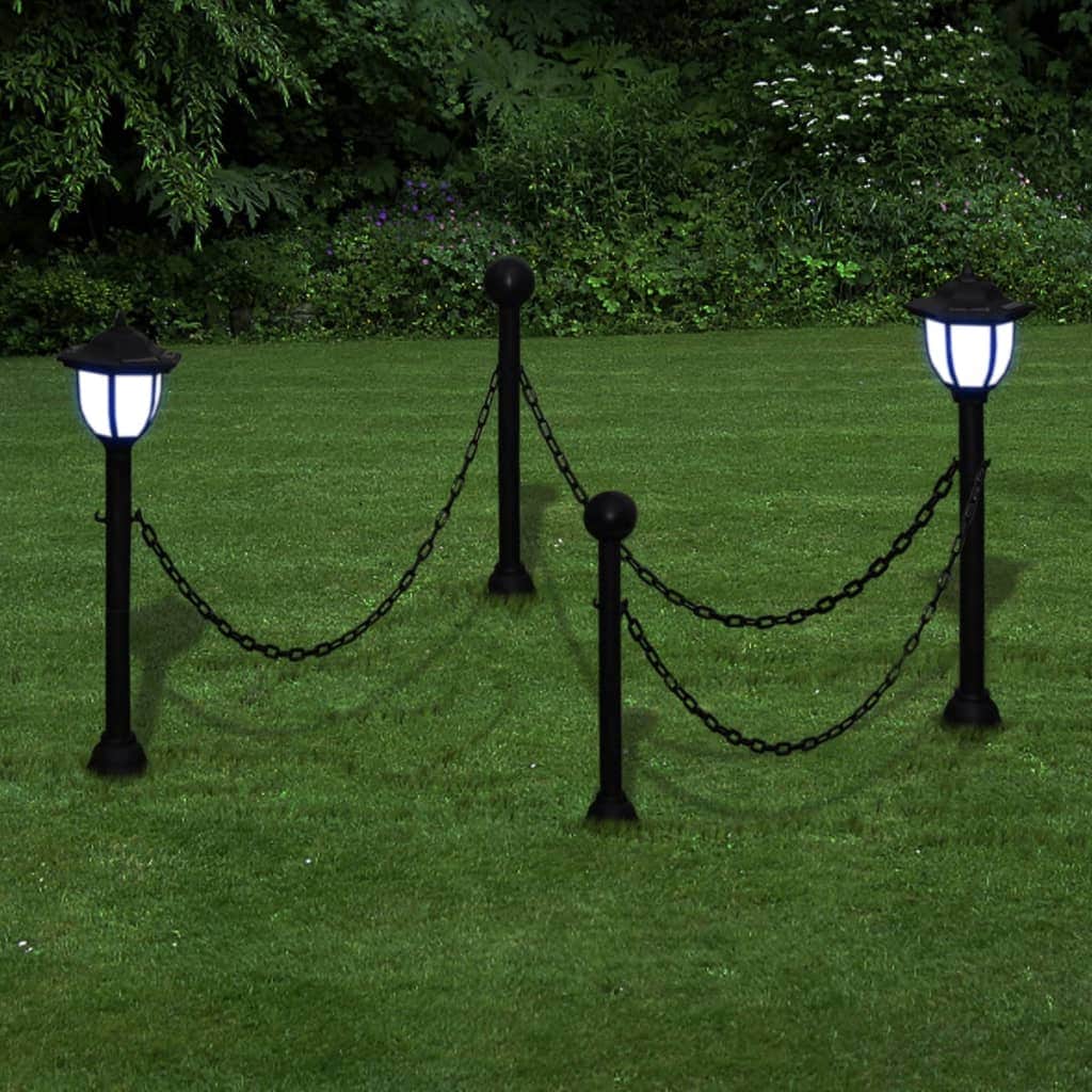 Chain Fence with Solar Lights Two LED Lamps Two Poles - Simple deals