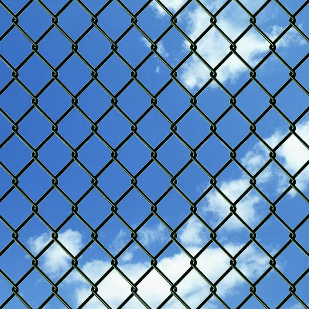 Chain Link Fence with Posts Galvanised Steel (Green)