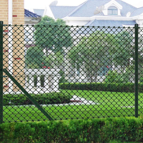 Chain Link Fence with Posts Galvanised Steel (Green)