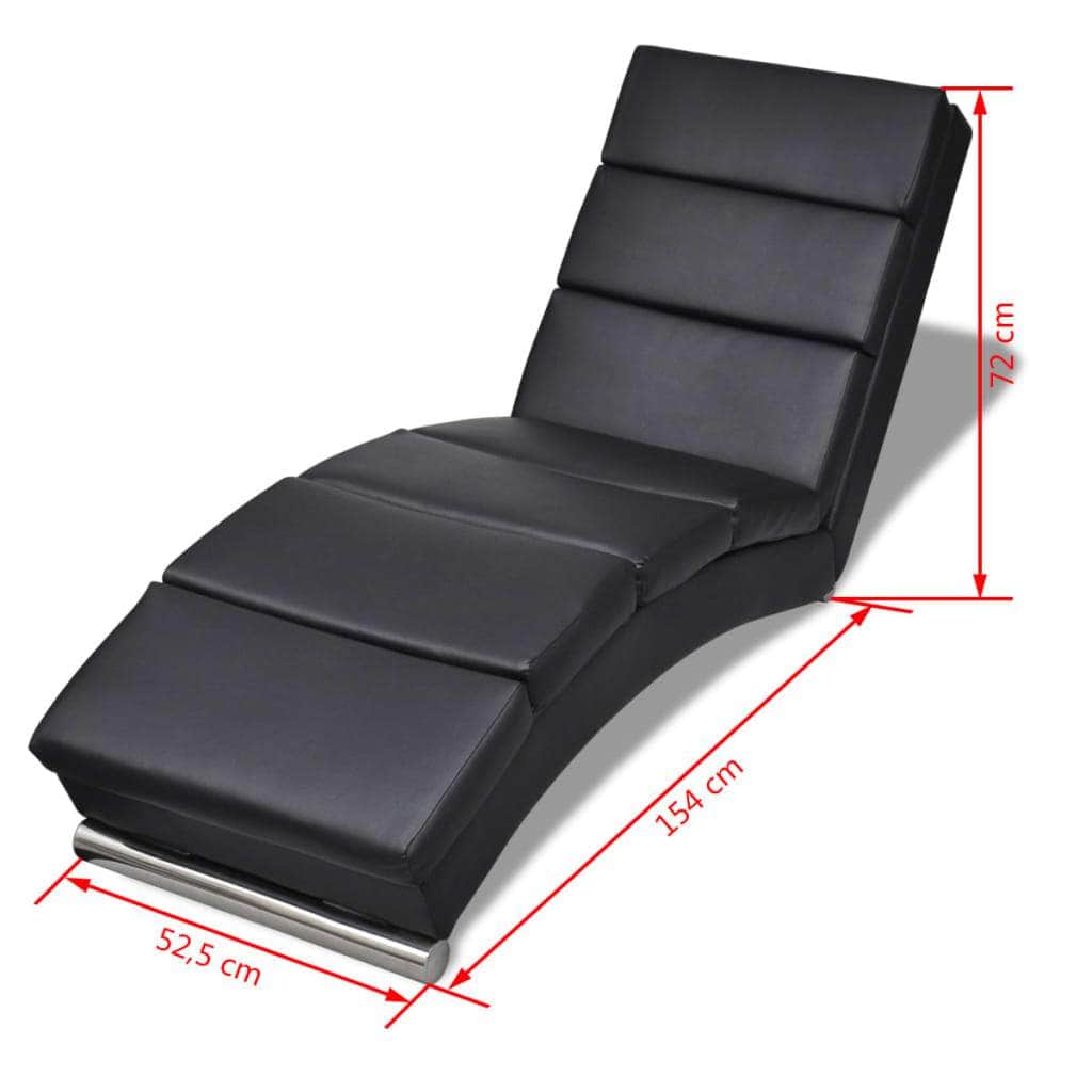 Leather finish - Chaise Longue Black Fau Leather