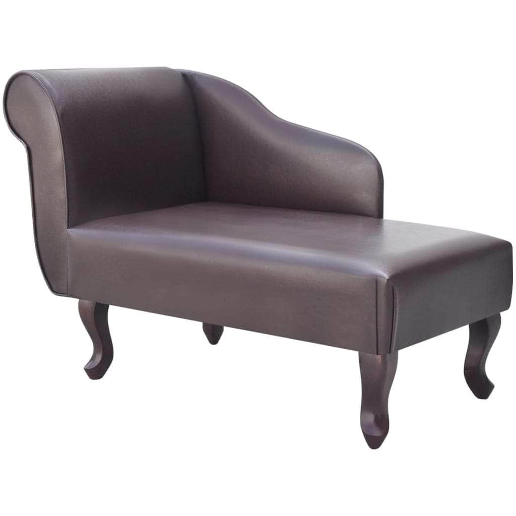 Chaise Longue Brown Faux Leather