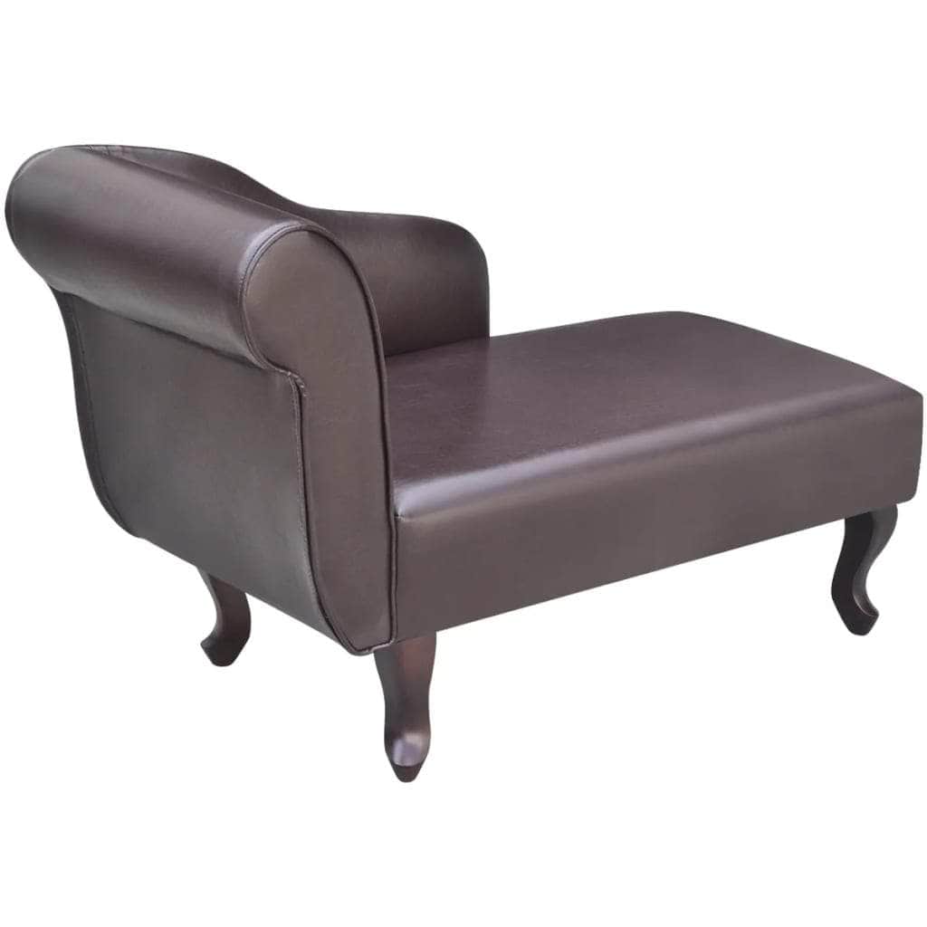 Chaise Longue Brown Faux Leather