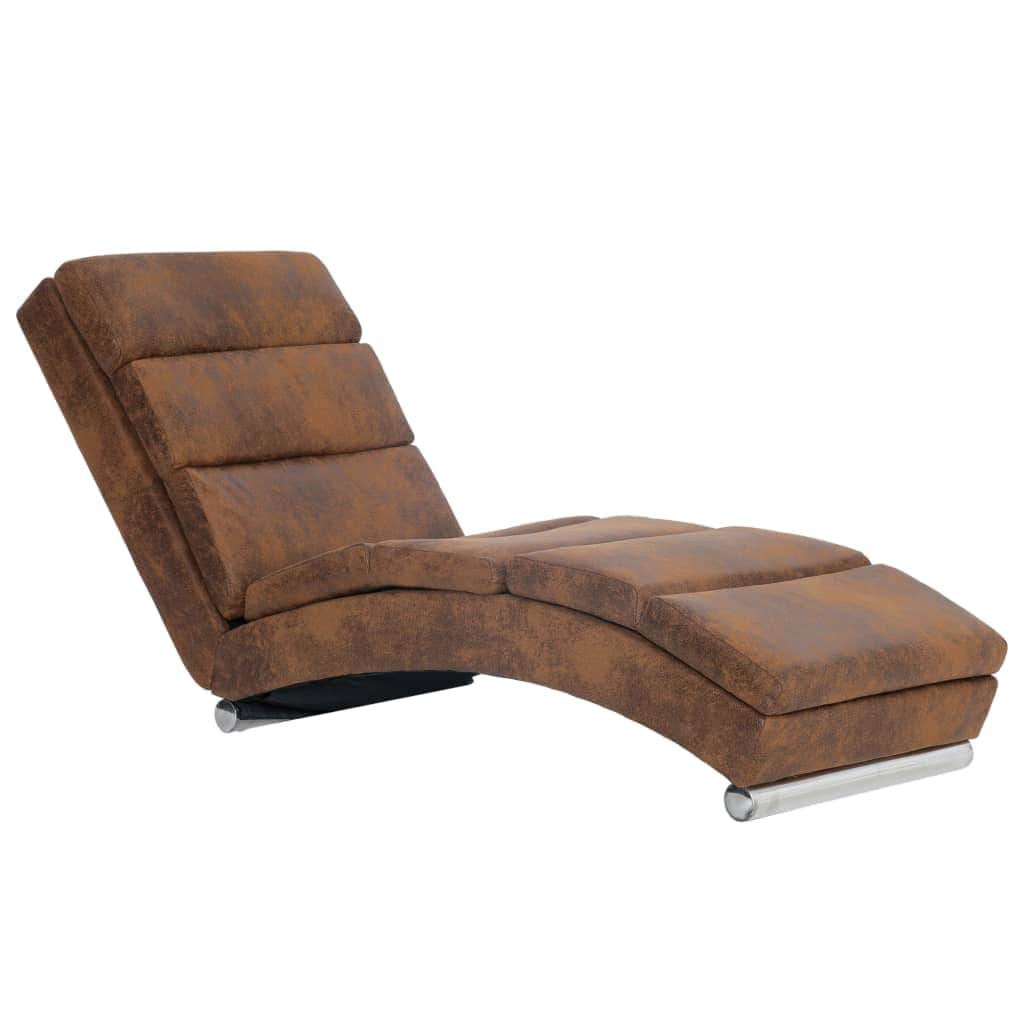 Chaise Longue Brown faux Suede Leather - Simple deals