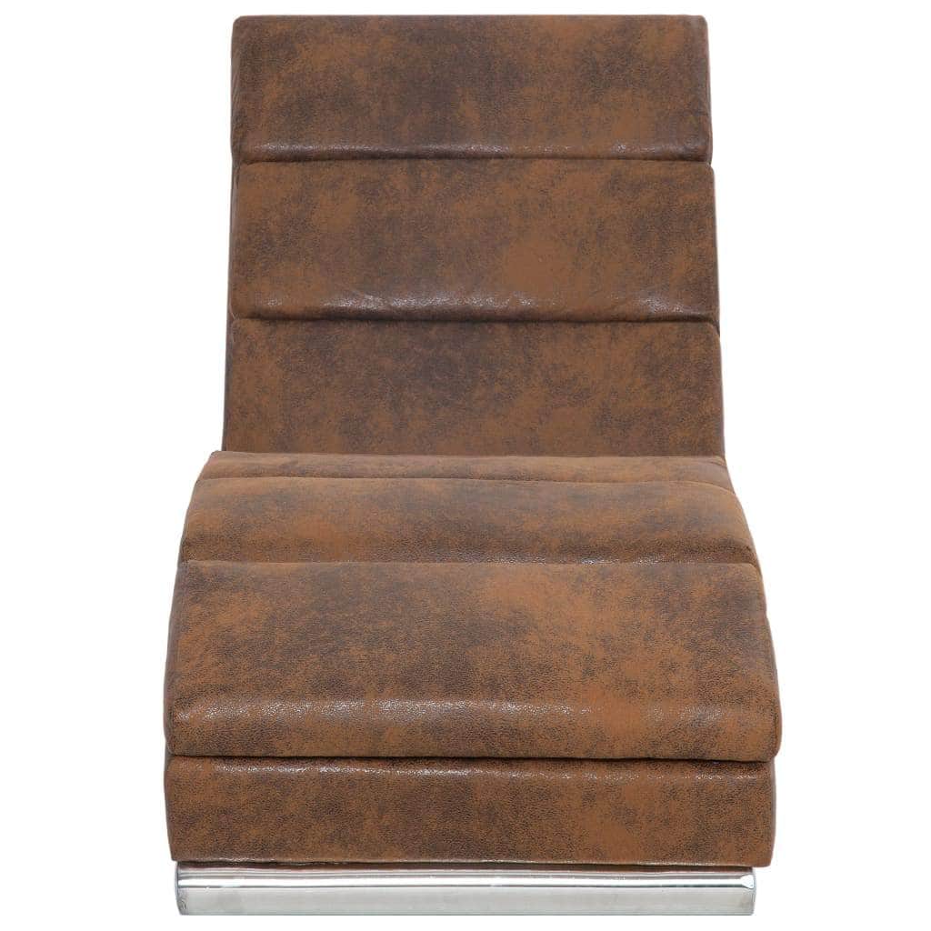 Chaise Longue Brown faux Suede Leather - Simple deals