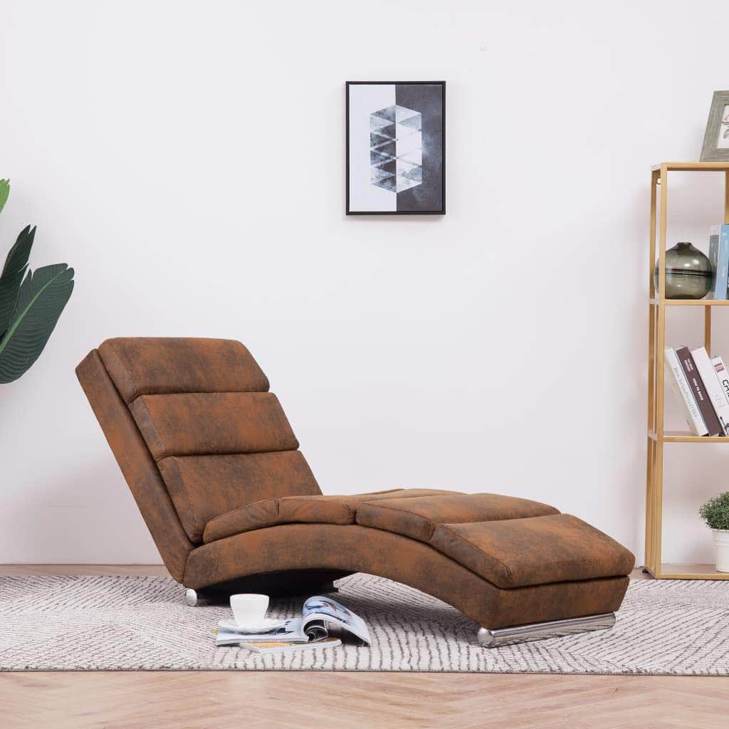 Chaise Longue Brown faux Suede Leather - Simple deals