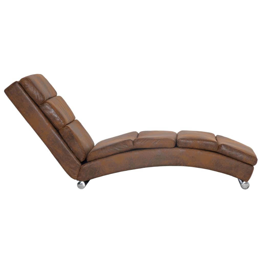 Chaise Longue Brown faux Suede Leather - Simple deals