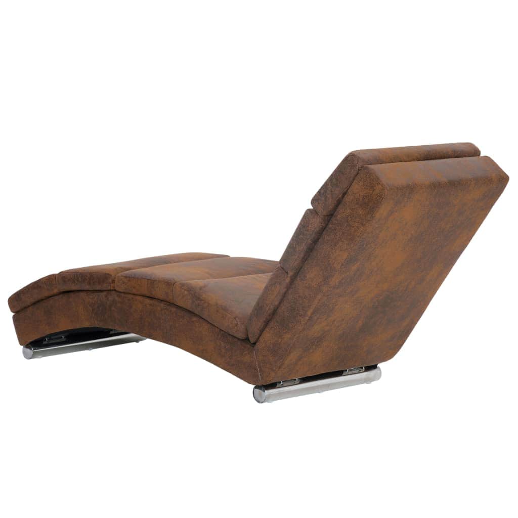 Chaise Longue Brown faux Suede Leather - Simple deals