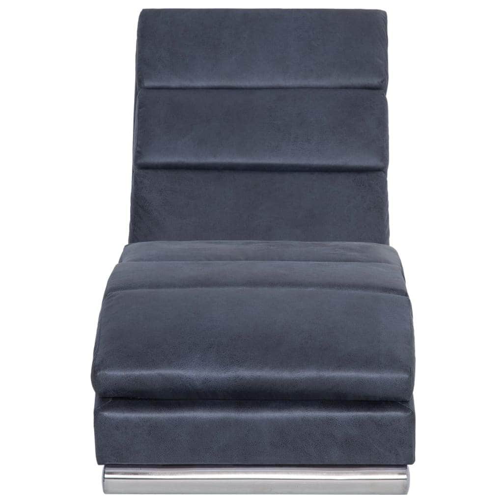 Chaise Longue Grey faux Suede Leather - Simple deals