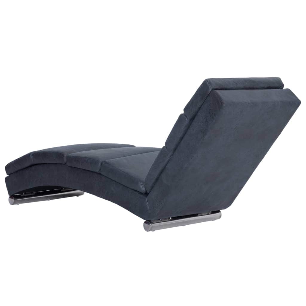 Chaise Longue Grey faux Suede Leather - Simple deals