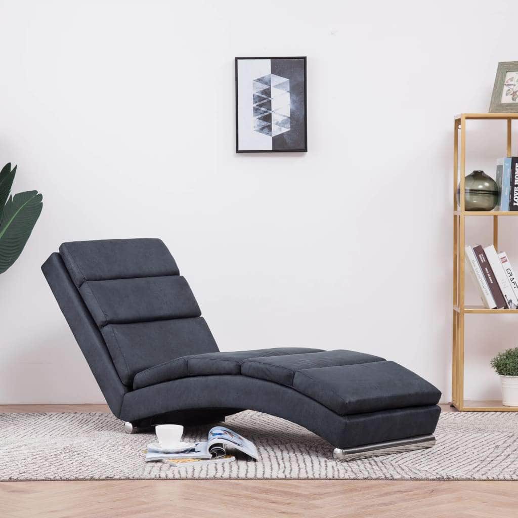 Chaise Longue Grey faux Suede Leather - Simple deals