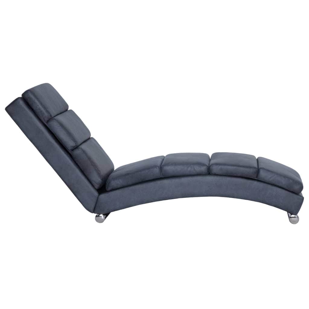 Chaise Longue Grey faux Suede Leather - Simple deals