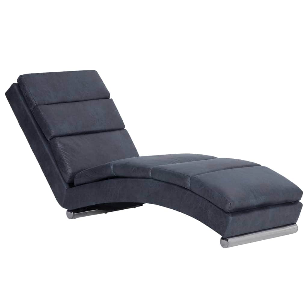Chaise Longue Grey faux Suede Leather - Simple deals
