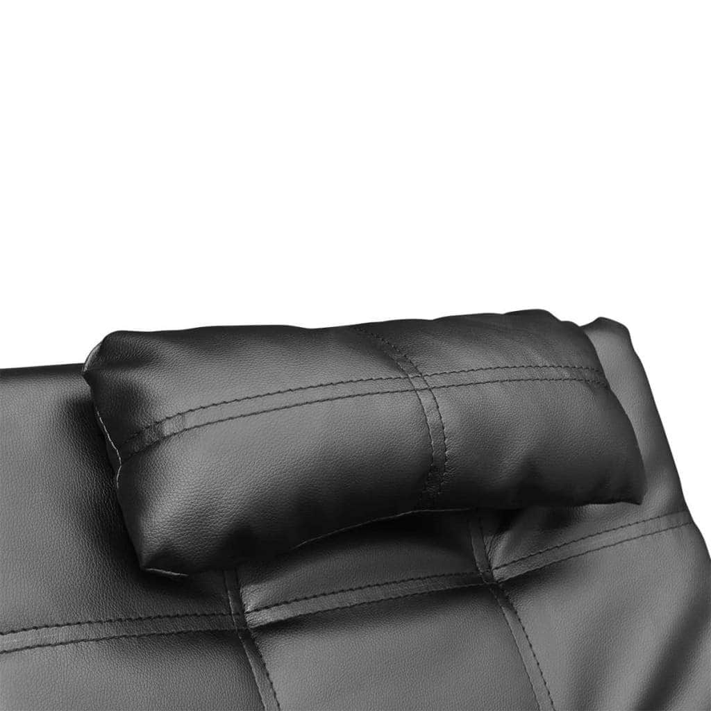 Chaise Longue with Pillow Black Leather