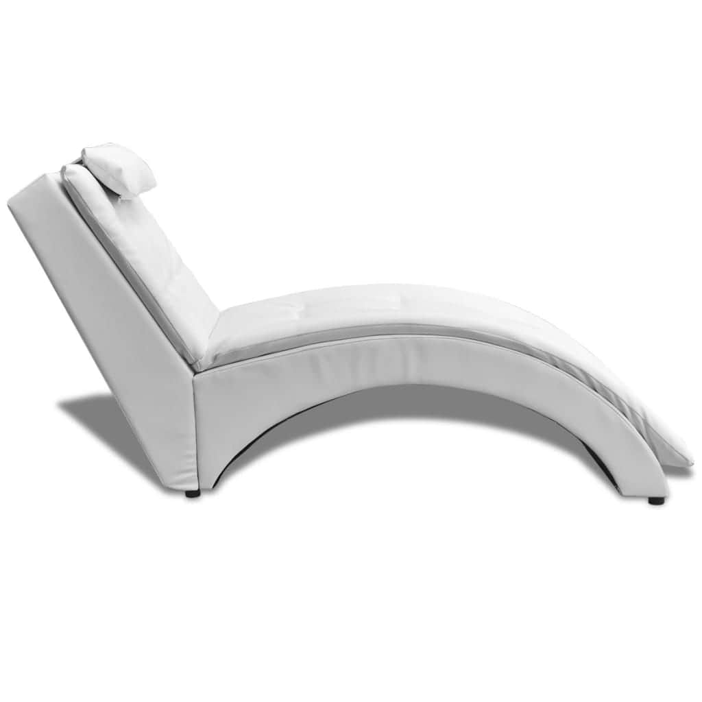 Chaise Longue with Pillow White Leather