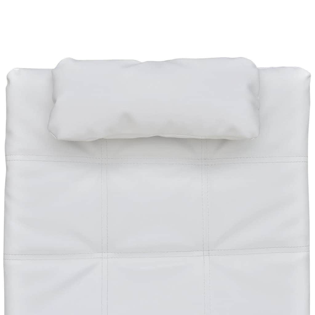 Chaise Longue with Pillow White Leather
