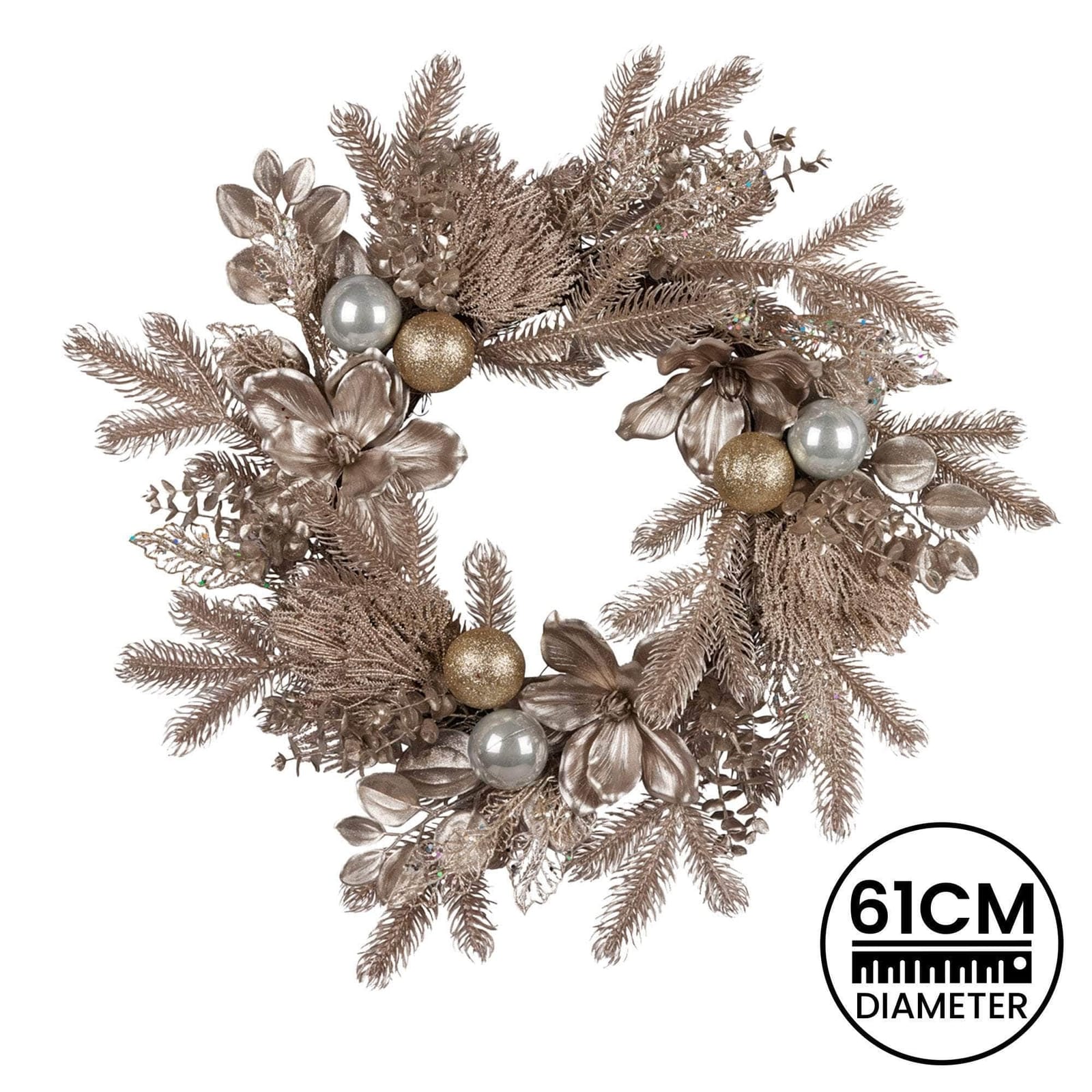 Champagne Glitter Christmas Wreath - 61cm, 61Cm