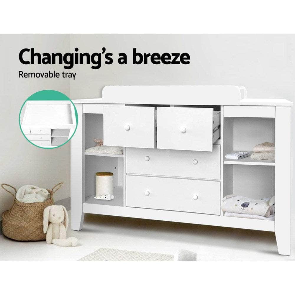 Change Table with Drawers - White