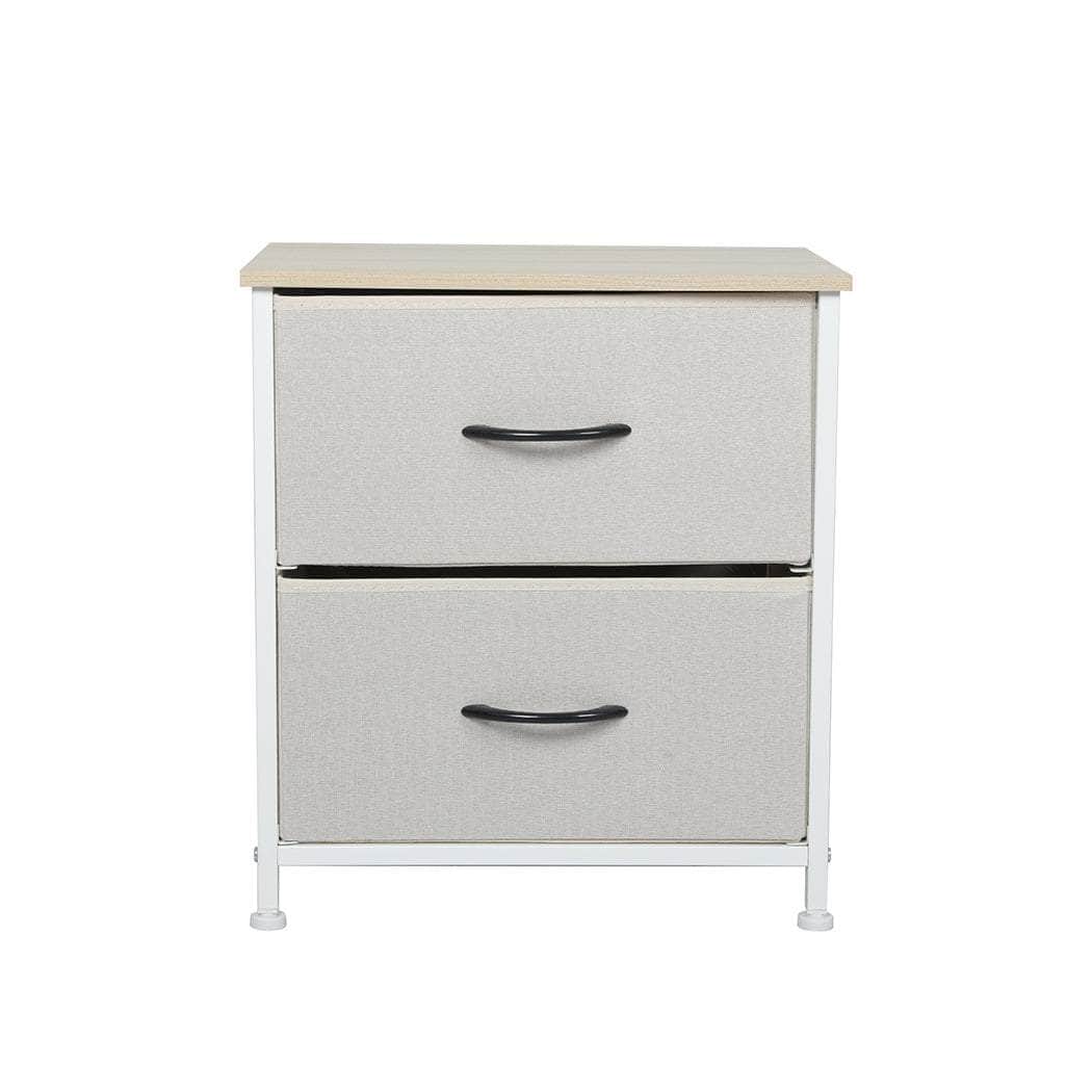 Chest of 2 Drawers Bedside Table Beige