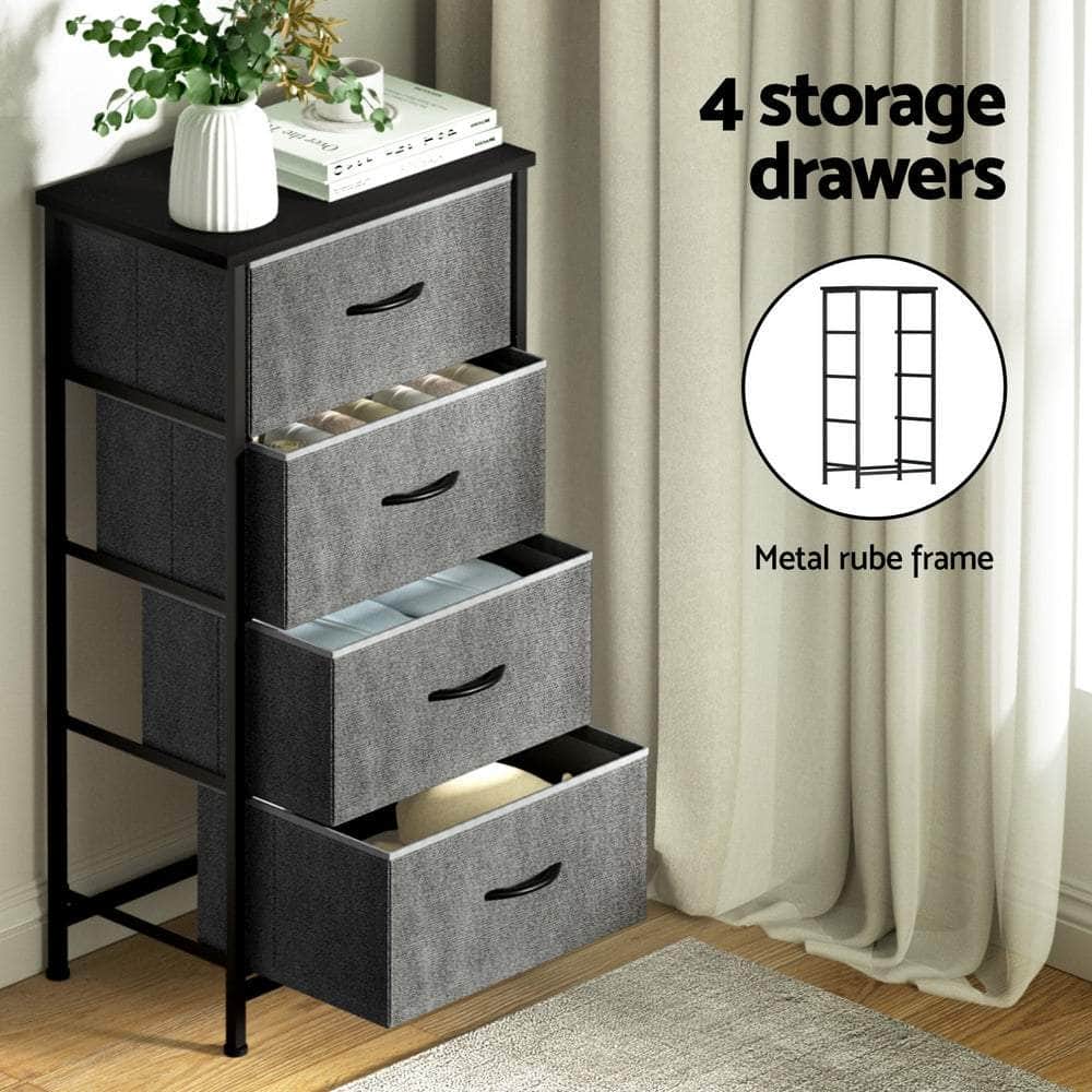 Chest of 4 Drawers Storage Dresser Tallboy Grey