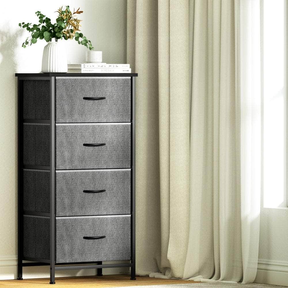 Chest of 4 Drawers Storage Dresser Tallboy Grey