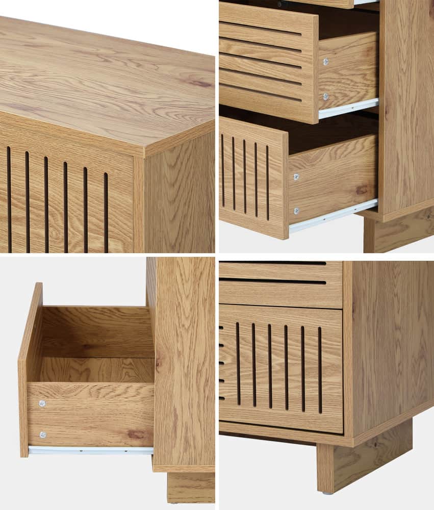 Chest Of Drawers 4 Drawer Storage Cabinet Tallboy Natural Wood 2 Pack
