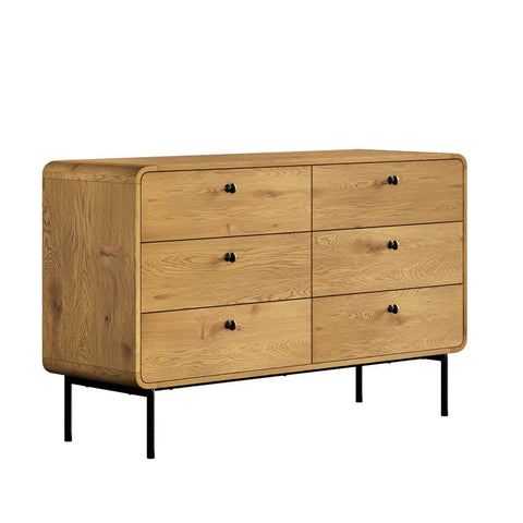 Chest Of Drawers 6 Drawer Tallboy Storage Cabinet Natural Wood Finish