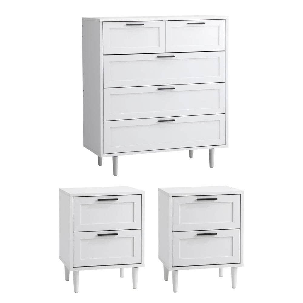 Chest of Drawers and 2 Bedside Tables Bedroom Set