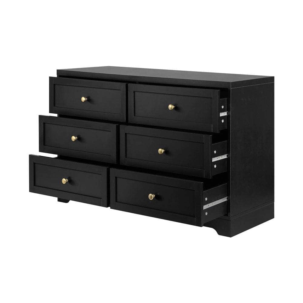 Chest of Drawers and Bedside Table Hamptons Furniture Set Black