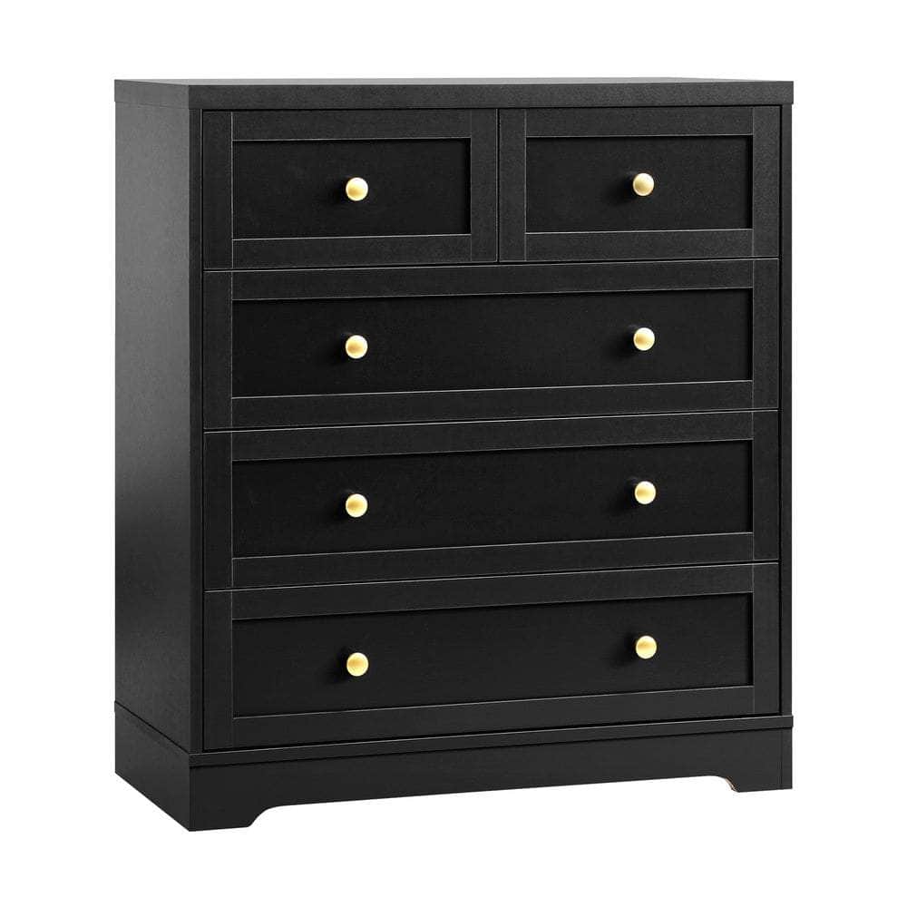 Chest of Drawers and Bedside Table Hamptons Furniture Set Black
